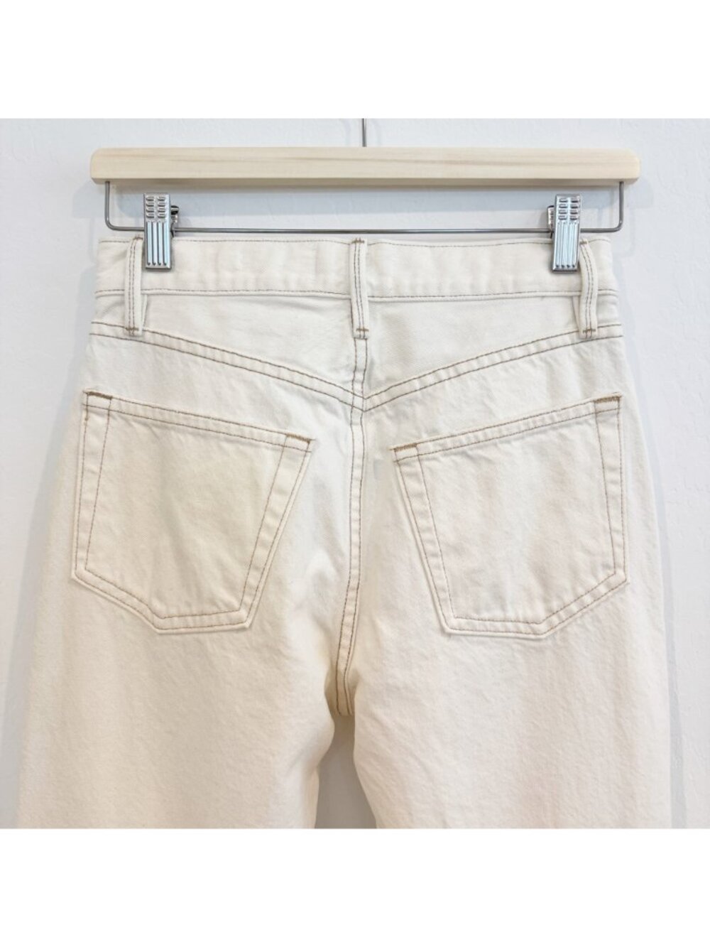 Frame Jeans Size 25 Off White Distressed High Rise Button Fly Rigid Alternative - Picture 9 of 10
